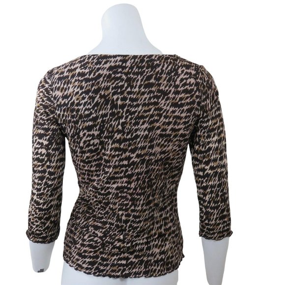 Vintage INC Sheer Stretch Mesh Brown Top Size S Empire 3/4 Sleeve - Picture 8 of 11